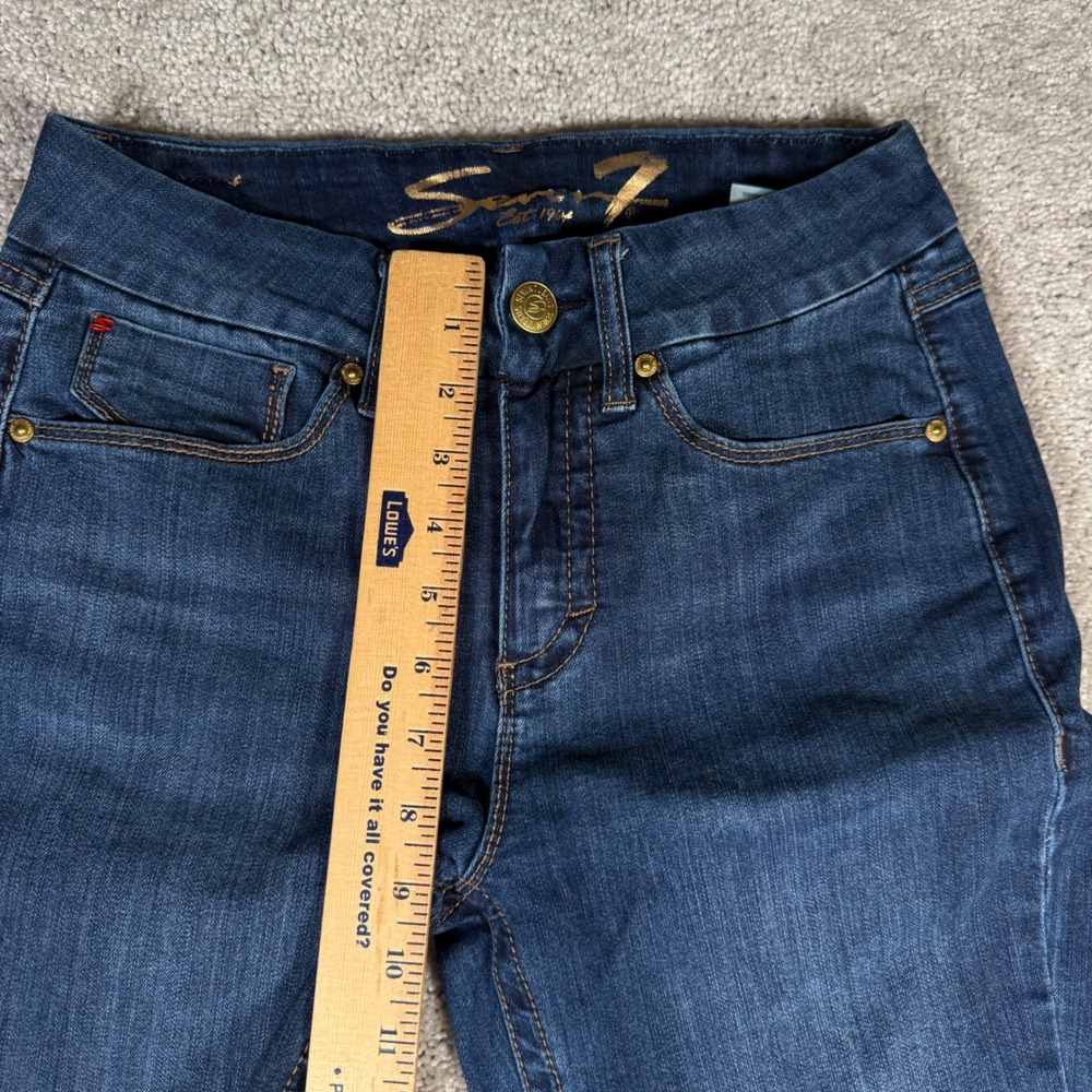 Seven7 Women Dark Wash Tummyless High Rise Skinny Jeans Indigo Denim Size 4 - Picture 5 of 11